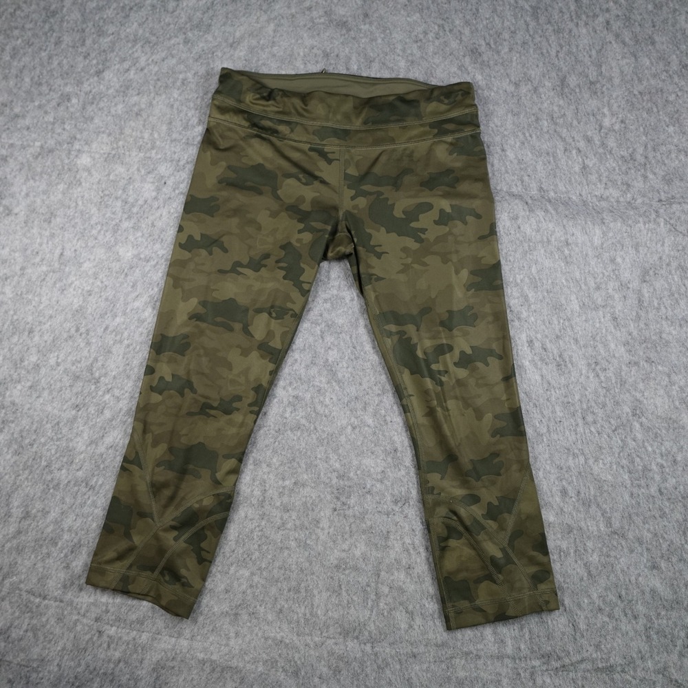 Lululemon Leggings Womens 8 Green Camo Run Inspire Cropped 21" Yoga Run Gym